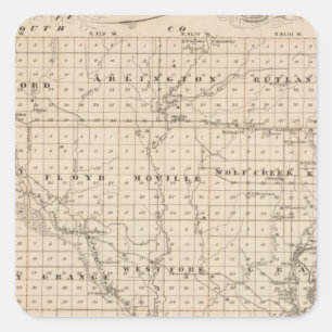 Map of Woodbury County, State of Iowa Square Sticker