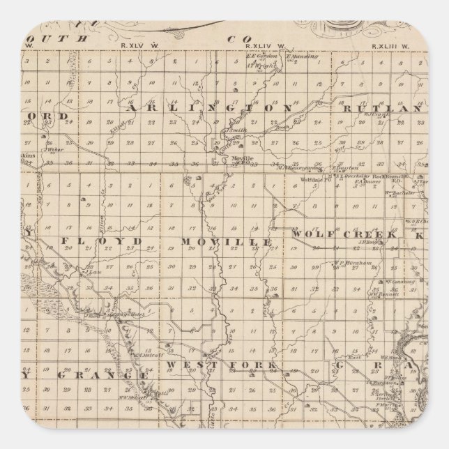 Map of Woodbury County, State of Iowa Square Sticker (Front)