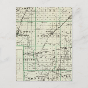 Map of Woodford County, El Paso and Metamora Postcard