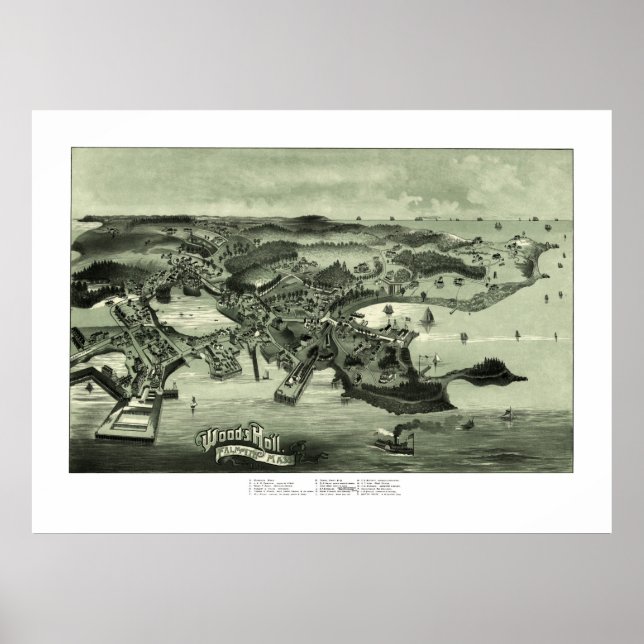 Map of Woods Hole, Massachusetts from 1887 Poster (Front)