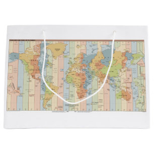 Map of World Time Zones  Large Gift Bag