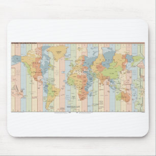 Map of World Time Zones Mouse Mat