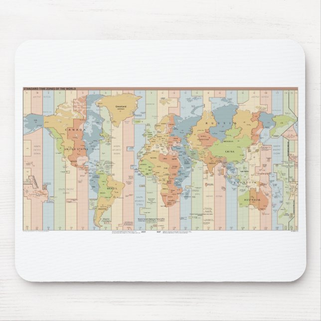 Map of World Time Zones Mouse Mat (Front)