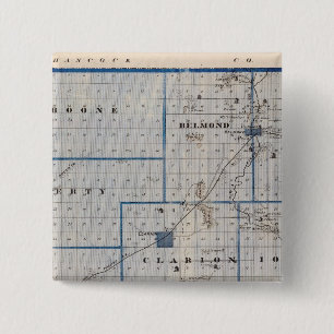 Map of Wright County, State of Iowa 15 Cm Square Badge