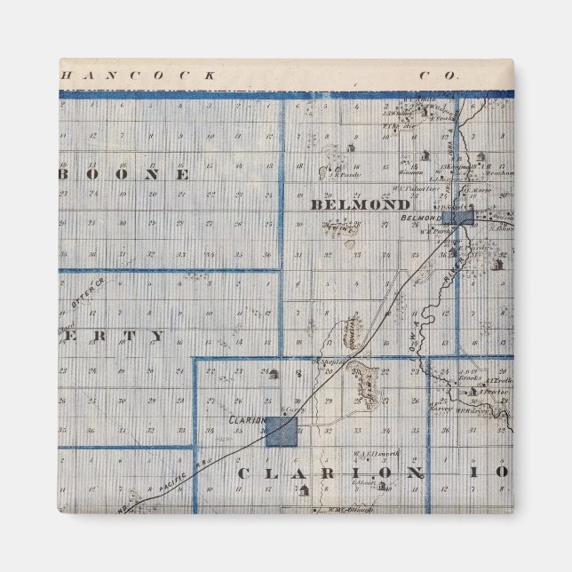 Map of Wright County, State of Iowa Magnet (Front)