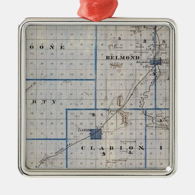 Map of Wright County, State of Iowa Metal Tree Decoration (Front)