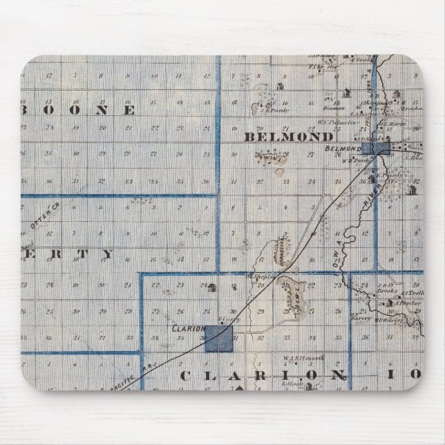 Map of Wright County, State of Iowa Mouse Mat (Front)