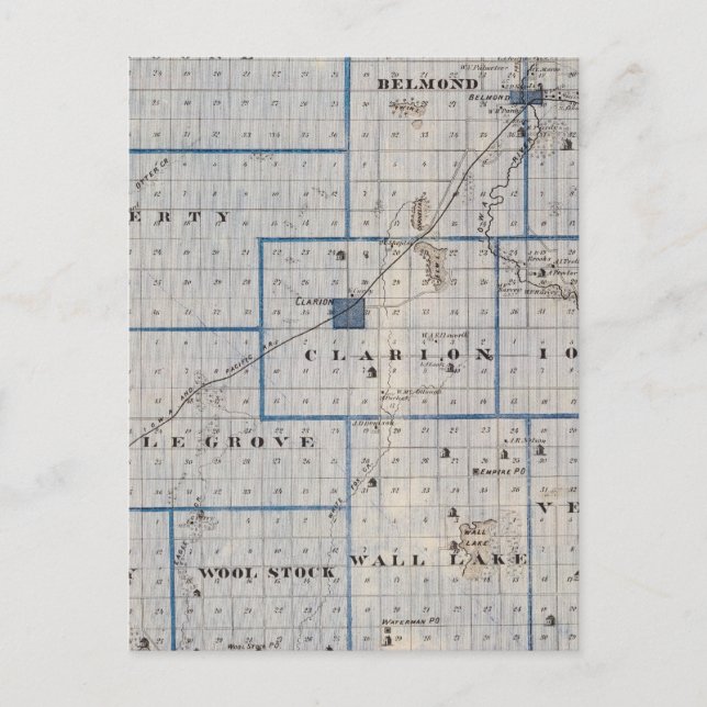 Map of Wright County, State of Iowa Postcard (Front)