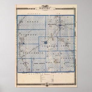Map of Wright County, State of Iowa Poster