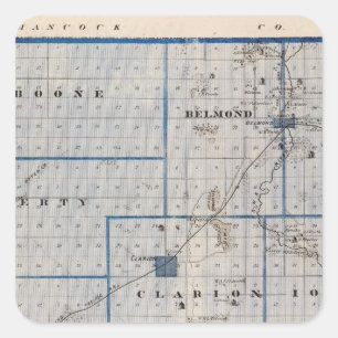 Map of Wright County, State of Iowa Square Sticker