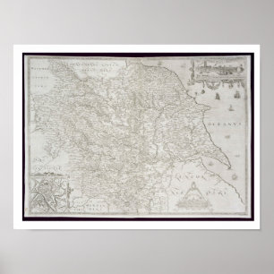 Map of Yorkshire, engraved by William Web, publish Poster