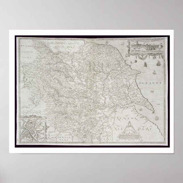 Map of Yorkshire, engraved by William Web, publish Poster (Front)