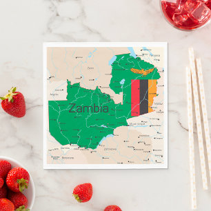 Map Of Zambia Napkin