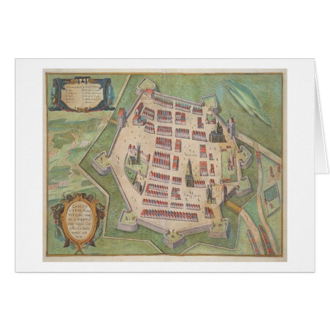 Map of Zamosc, from 'Civitates Orbis Terrarum' by (Front Horizontal)