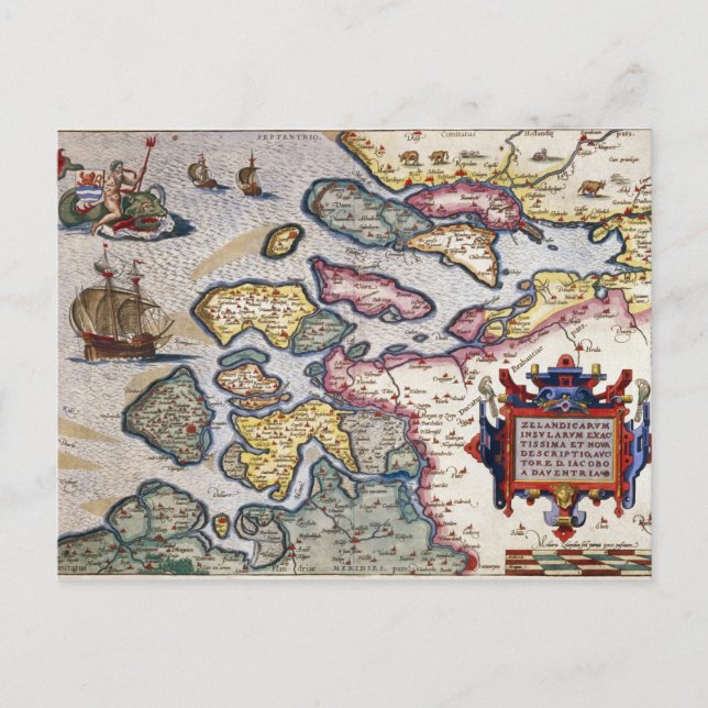 Map of Zeeland, c.1560 Postcard (Front)