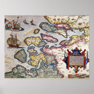 Map of Zeeland, c.1560 Poster