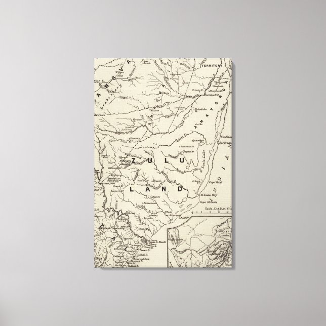 Map of Zululand with the Adjoining Frontiers 2 Canvas Print (Front)