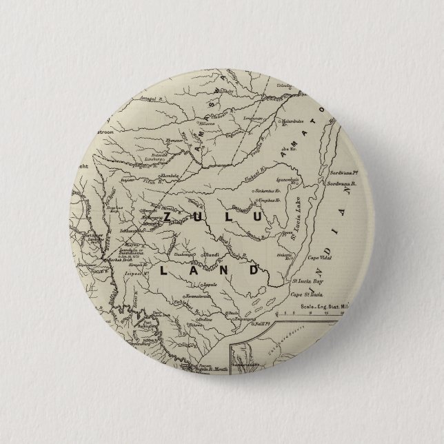 Map of Zululand with the Adjoining Frontiers 6 Cm Round Badge (Front)