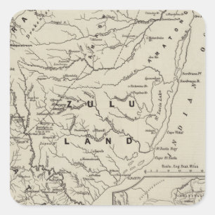 Map of Zululand with the Adjoining Frontiers Square Sticker