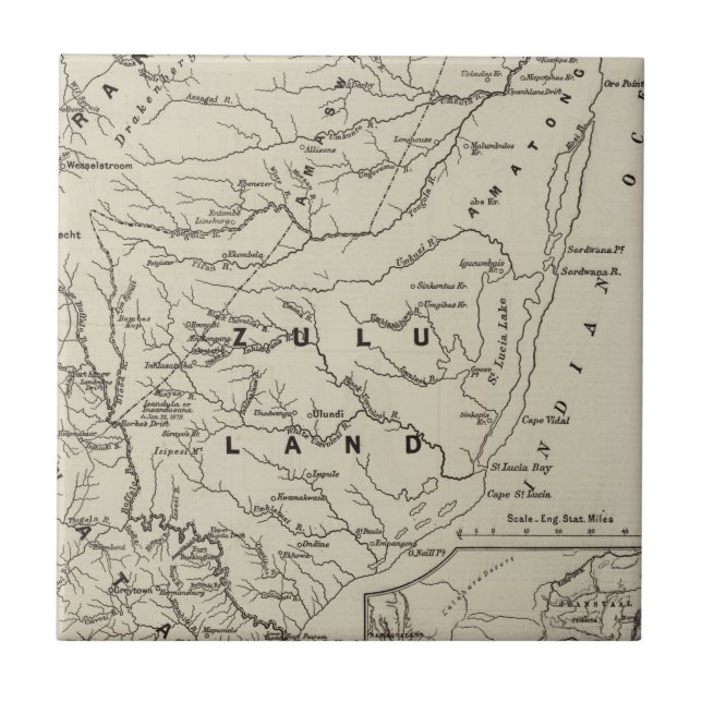 Map of Zululand with the Adjoining Frontiers Tile (Front)