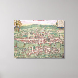 Map of Zurich, from 'Civitates Orbis Terrarum' by Canvas Print