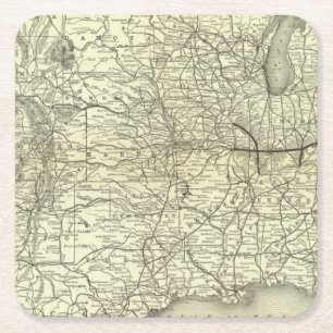 Map Ohio and Mississippi Railway Square Paper Coaster