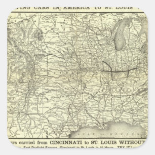 Map Ohio and Mississippi Railway Square Sticker