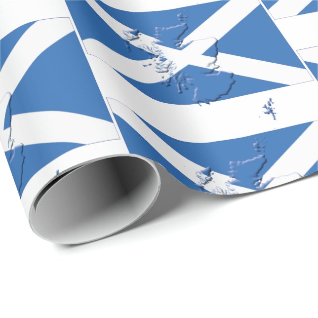 Map Outline SCOTLAND SALTIRE FLAG Wrapping Paper (Roll Corner)