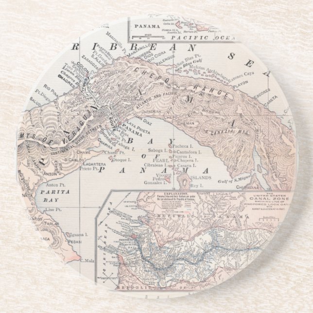 MAP: PANAMA, 1907 COASTER (Front)