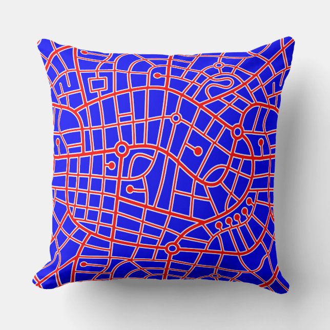 Map Pattern 030520 - Red White and Blue Cushion (Front)