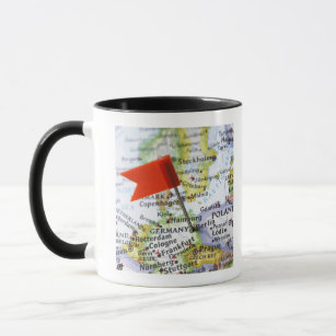 Map pin placed in Berlin, Germany on map, Mug