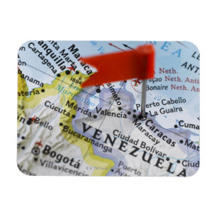 Map pin placed in Caracas, Venezuela on map, Magnet