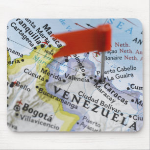 Map pin placed in Caracas, Venezuela on map, Mouse Mat