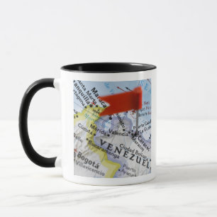 Map pin placed in Caracas, Venezuela on map, Mug