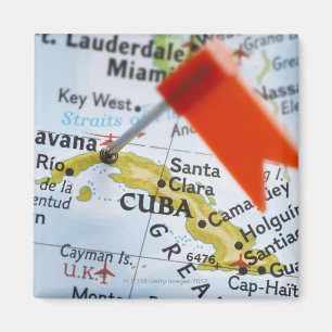 Map pin placed in Havana, Cuba on map, close-up Magnet
