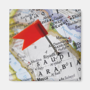 Map pin placed in Riyadh, Saudi Arabia on map, Magnet