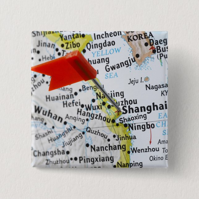 Map pin placed in Shanghai, China on map, (Front)