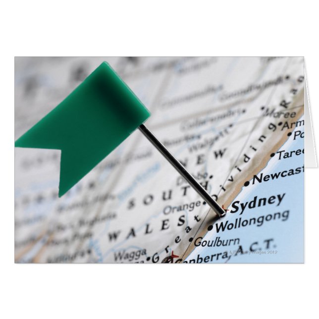Map pin placed in Sydney, Australia on map, (Front Horizontal)