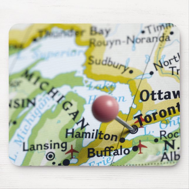 Map pin placed on Toronto, Canada on map, Mouse Mat (Front)