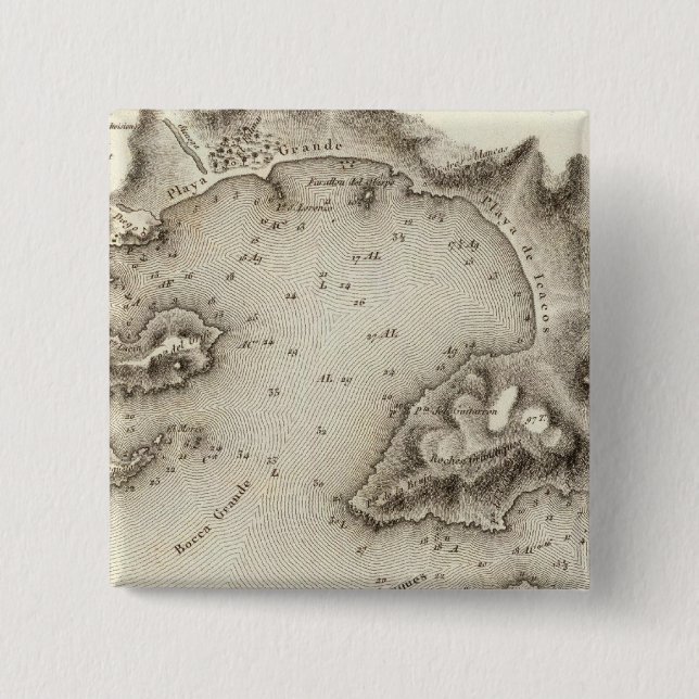 Map Port of Acapulco 15 Cm Square Badge (Front)