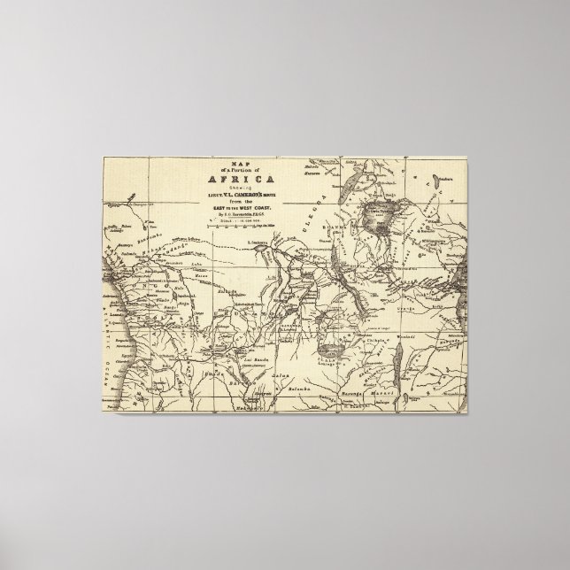 Map Portion of Africa | Cameron's Route 2 Canvas Print (Front)