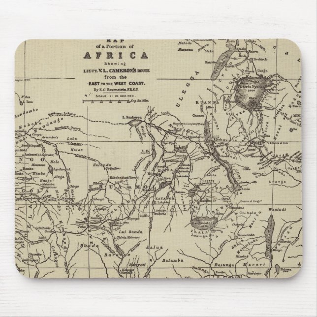 Map Portion of Africa | Cameron's Route Mouse Mat (Front)