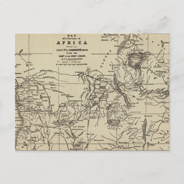 Map Portion of Africa | Cameron's Route Postcard (Front)