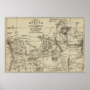 Map Portion of Africa Cameron's Route Poster