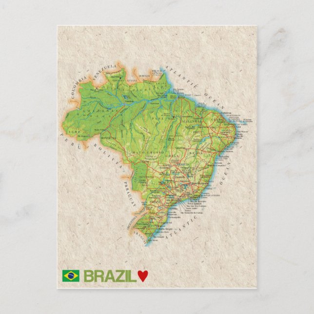 MAP POSTCARDS ♥ Brazil (Front)