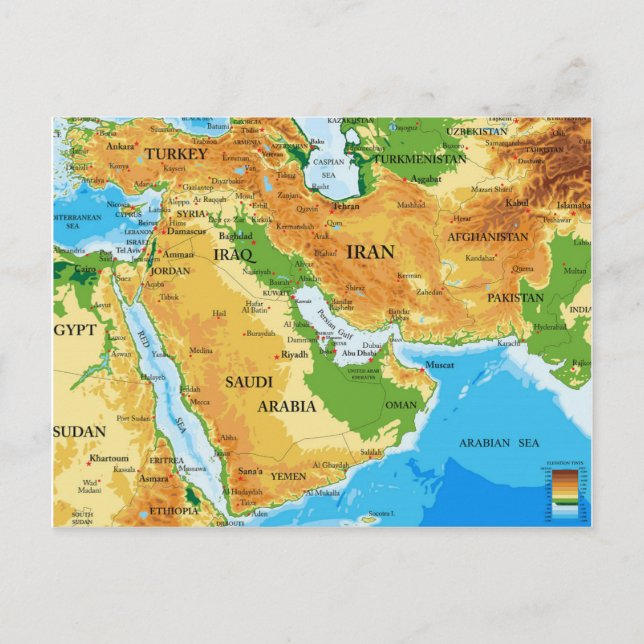 MAP POSTCARDS ♥ Middle East (Front)