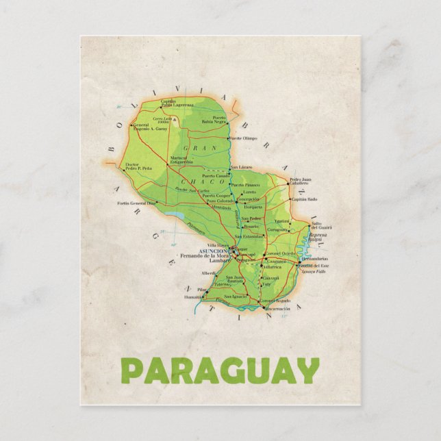 MAP POSTCARDS ♥ Paraguay (Front)