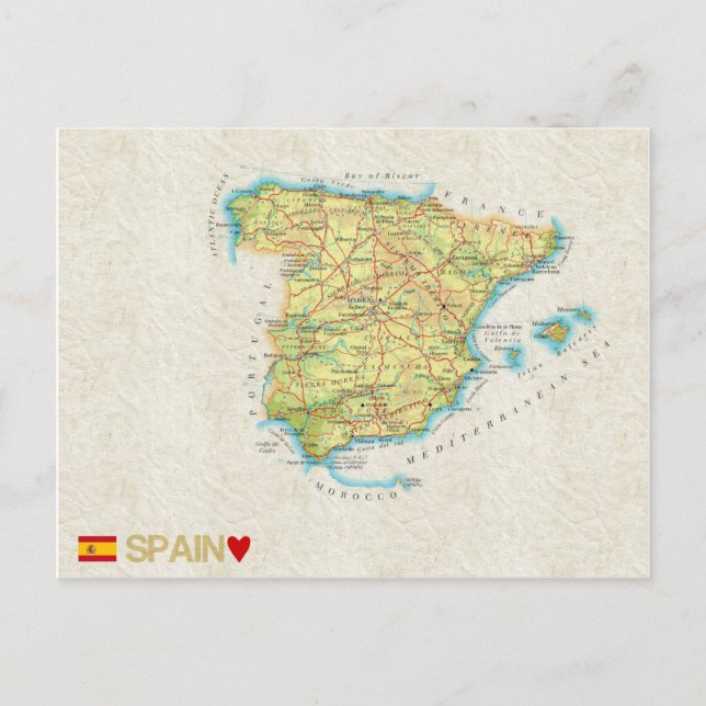 MAP POSTCARDS ♥ Spain (Front)