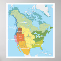 Map Pre-Columbian North America Vintage Art Poster
