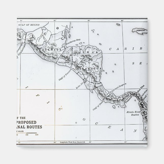 Map Proposed Isthmian Canal Routes Magnet (Front)
